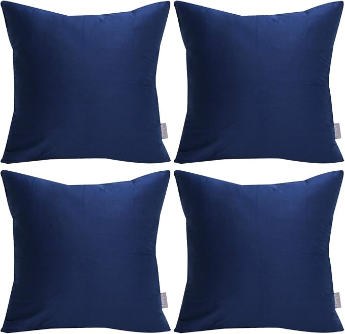 Thmyo 4-Pack 100% Cotton Comfortable Solid Decorative Throw Pillow Case Square by Thmyo
