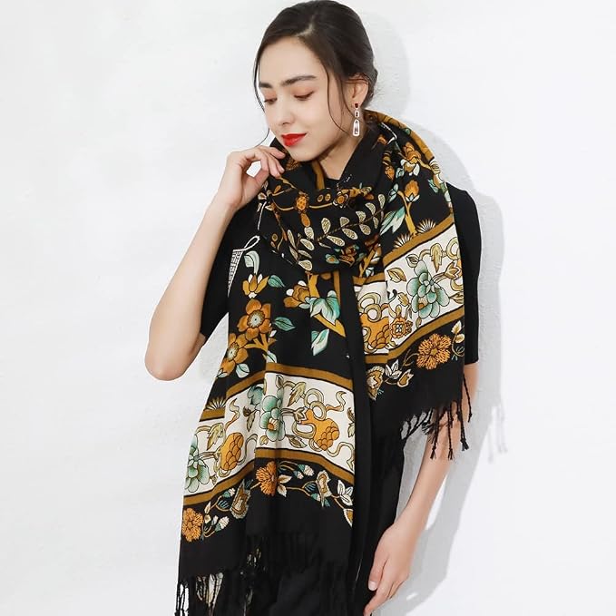 DANA XU 100% Merino Wool Extra Large Pashmina Blanket Travel Scarf Cashmere Wrap - Image 9