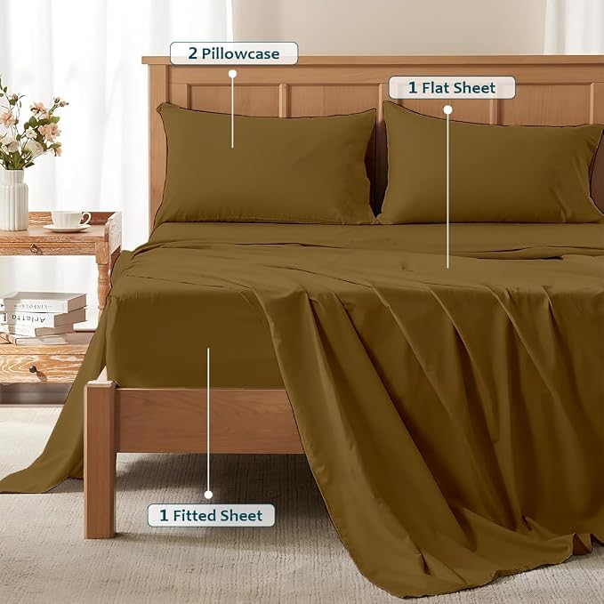 Sleeper Sofa Bed Sheet Set – Full Size, 100% Cotton, 338 Thread Count – 4-Piece - Image 5