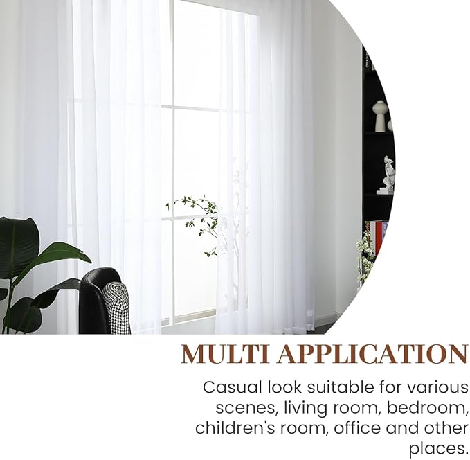 Dreaming Casa White Sheer Curtains 102 Inches Long, Rod Pocket & Back Tab Light - Image 5