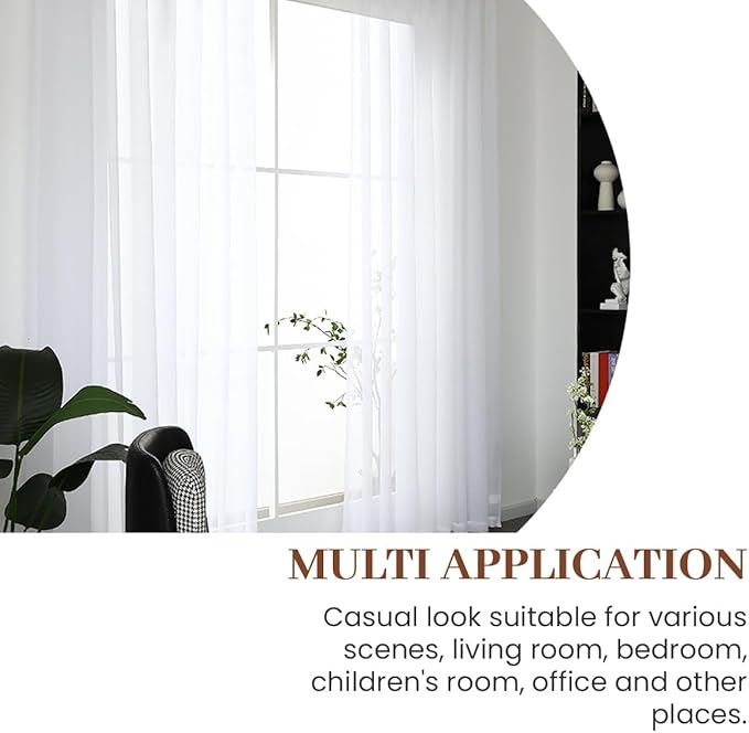 Dreaming Casa White Sheer Curtains 84 Inches Long, Rod Pocket & Back Tab Light - Image 5