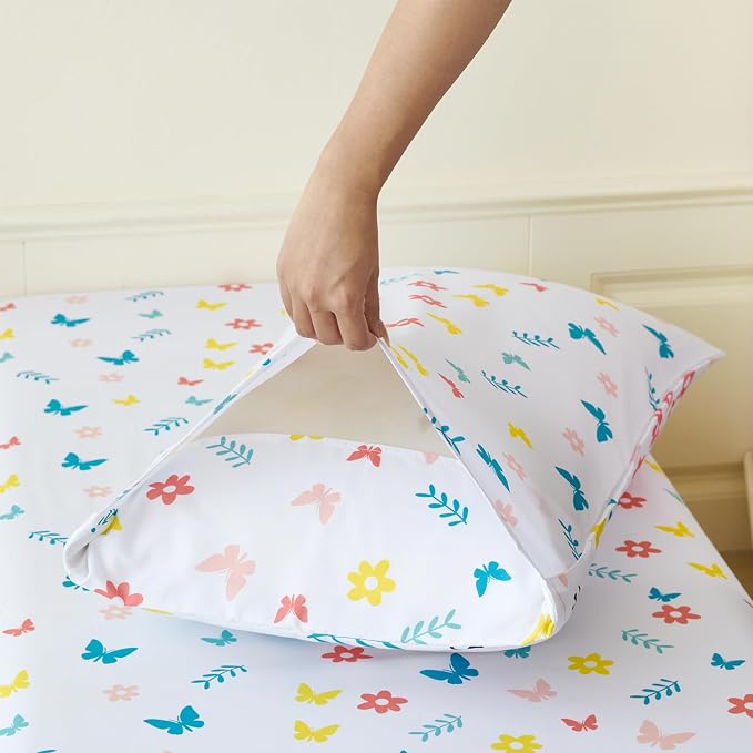 PERFEMET 5 Pieces Girls Bed in A Bag Full Size Reversible Pink Flowers - Image 8