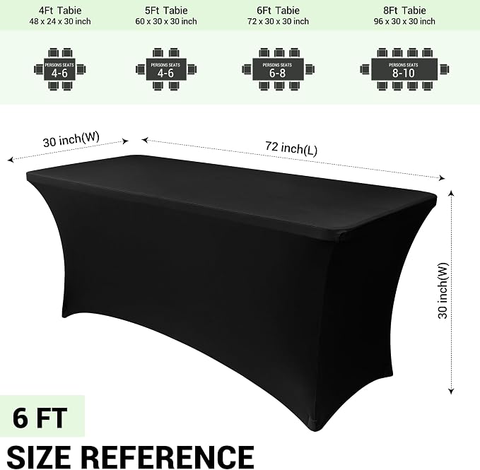 Obstal 6ft Stretch Black Spandex Table Cloth - Image 3