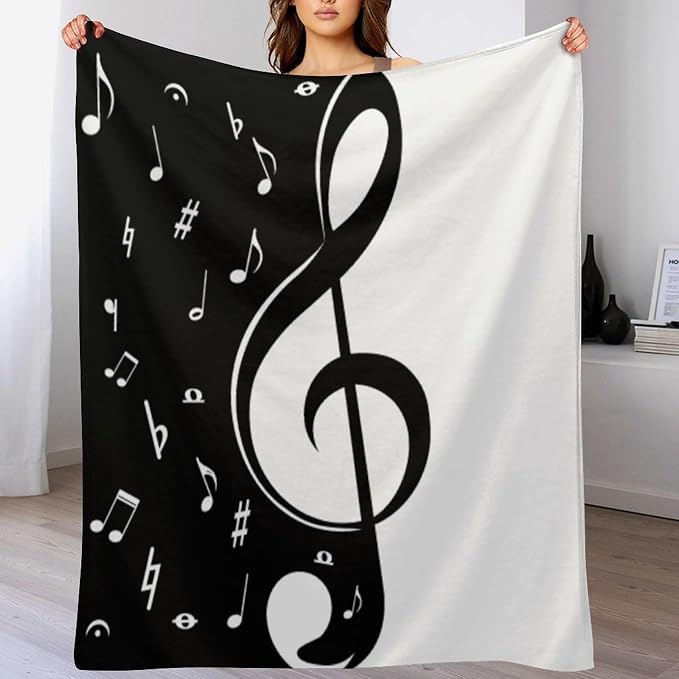 Music Blanket Abstract Funny Black White Music Note Art Printed Soft Cozy - Image 5