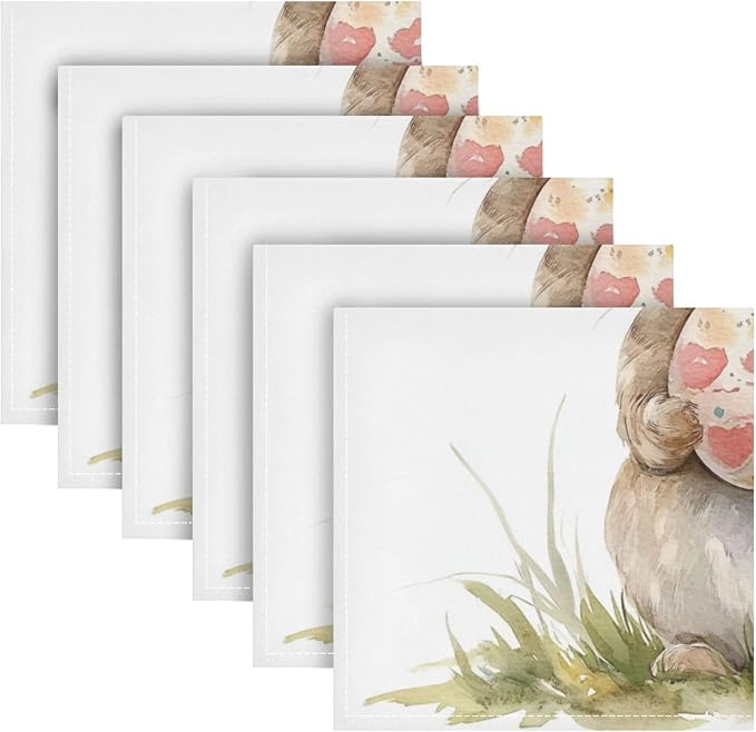 ALAZA Bunny Rabbit Easter Egg Cloth Napkins Set of 4, 20x20 Inch Washable and - Image 2