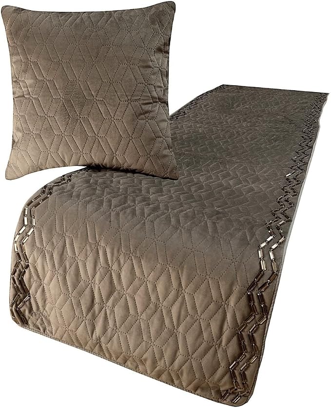 The HomeCentric King Queen Twin Gray Handmade Full 68"x18" Bed Runner by TheHomeCentric