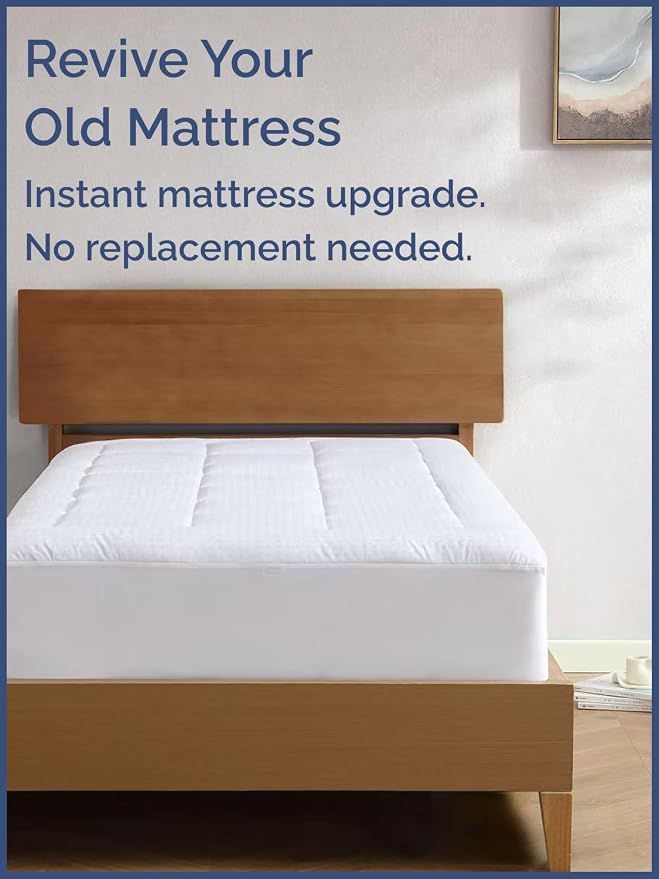 Mattress Pad Twin Size – Quilted Fitted Mattress Protector – Cotton Pillow Top - Image 6