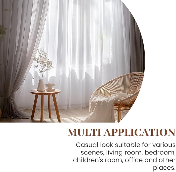 Dreaming Casa Grey Sheer Curtains 84 Inches Long, Rod Pocket & Back Tab Light - Image 5