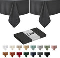 maxmill 2 Pack 60 x 84 Inch Charcoal Faux Linen Textured Rectangle Tablecloth by maxmill