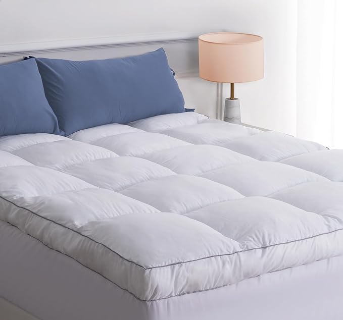 Marine Moon Mattress Topper Queen, Cooling Plush Bed Thick Pillow Top Pad by MarineMoon