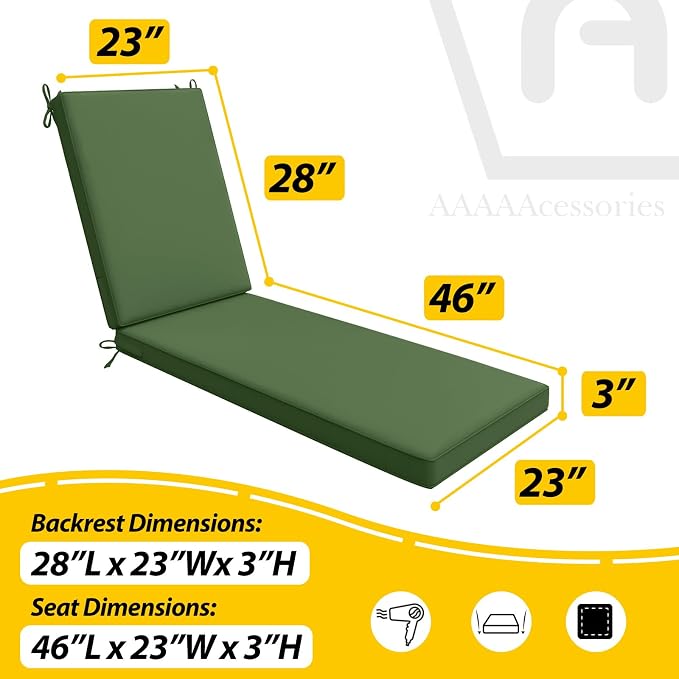 AAAAAcessories Outdoor Chaise Lounge Cushions, Waterproof, Fade-Resistant Patio - Image 5