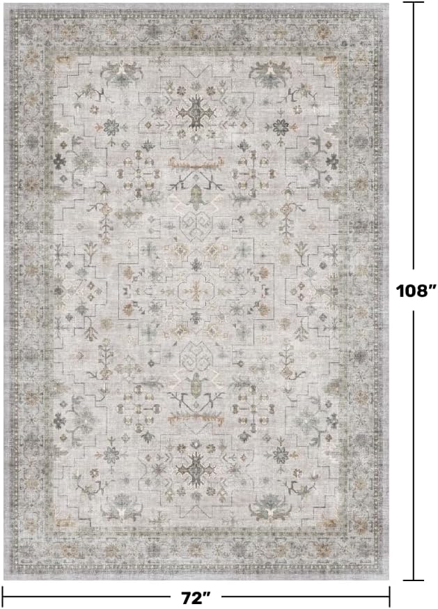 Boho Light Grey Living Room Rug 6x9 - Image 2