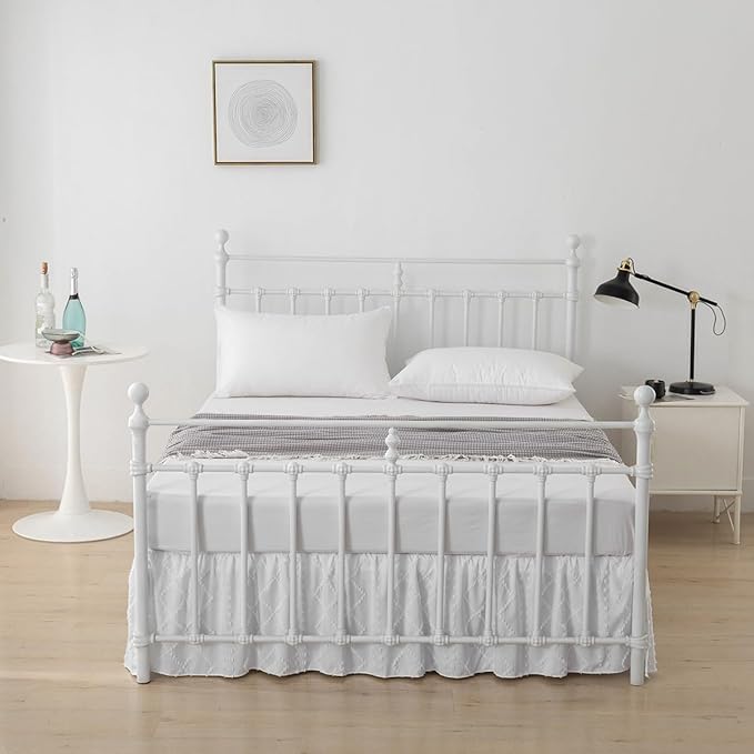 Bed Skirt King Size，Ruffled White Bed Skirt - Image 7