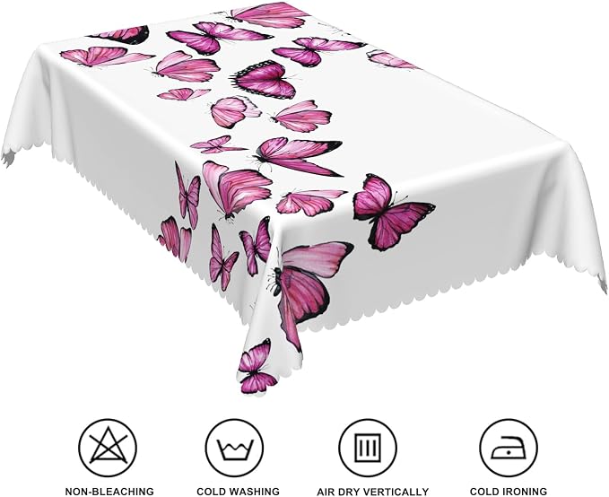 70x90inches Butterfly Rectangle Table Cloth Pink Purple Nature Butterflies - Image 6