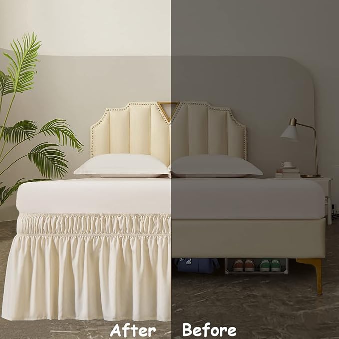 MEILA Wrap Around Bed Skirt Three Fabric Sides Elastic Dust Ruffled 18 Inch - Image 5