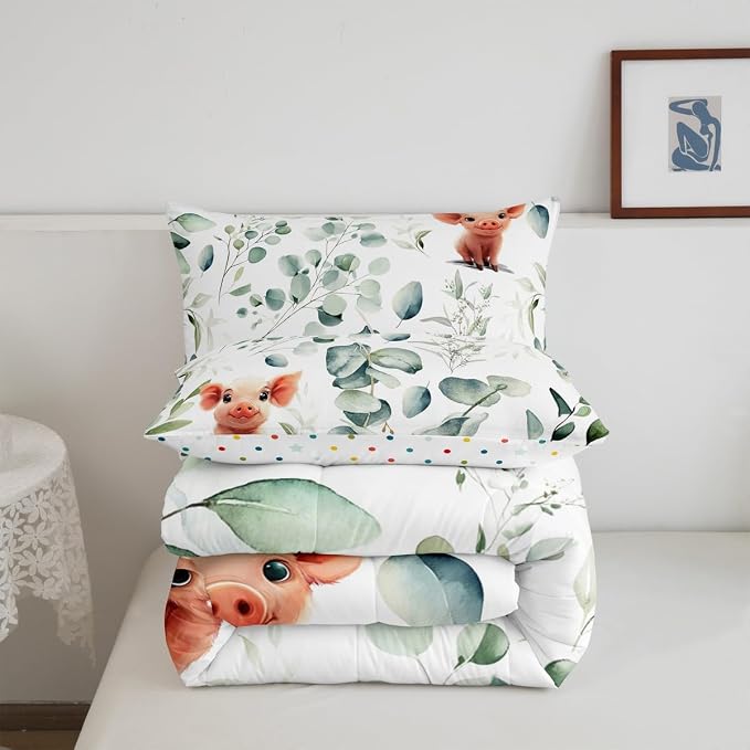 Erosebridal Kawaii Pig Twin Size Comforter Set - Image 6
