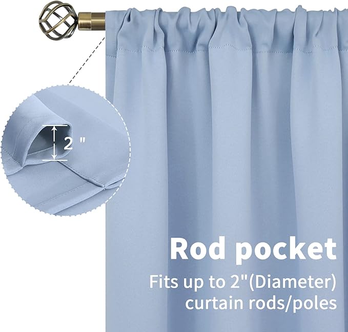 BGment Baby Blue Blackout Curtains 63 Inch Length - Image 3