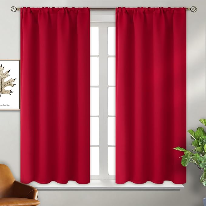 BGment Red Blackout Curtains 48 Inches Length by BGment