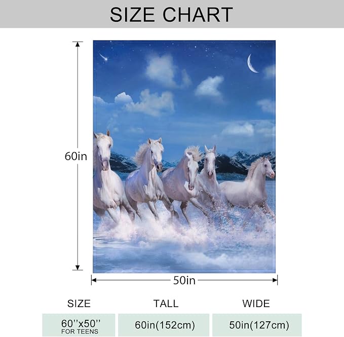 Prancing White Horses Throw Blanket - Image 4