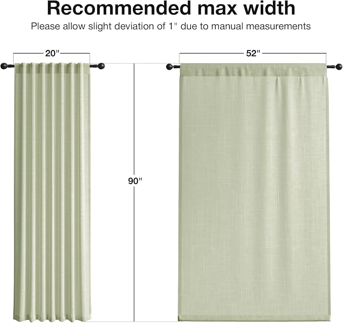 Anmao Natural Linen Curtains for Living Room 90 Inch Length 2 Panels Set - Image 6