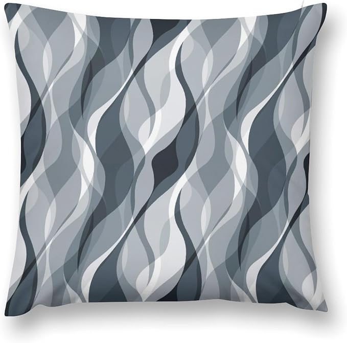 Blue Throw Pillow Covers Modern Abstract Blue and Grey Striped Decorations by MYS+QiQi