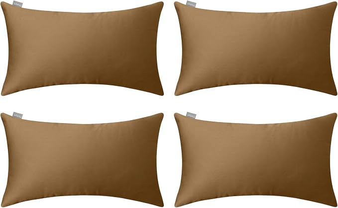 Thmyo 4-Pack 100% Cotton Lumbar Comfortable Solid Decorative Throw Pillow Case by Thmyo