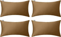 Thmyo 4-Pack 100% Cotton Lumbar Comfortable Solid Decorative Throw Pillow Case by Thmyo
