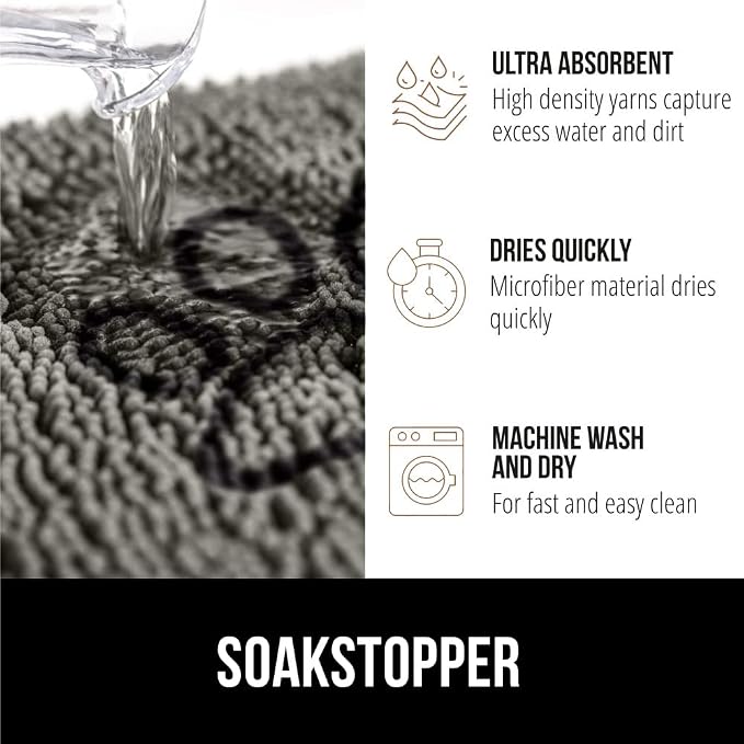 GORILLA GRIP SOAKSTOPPER Dog Door Mat, 36x24 Machine Washable Rug Absorbent - Image 4