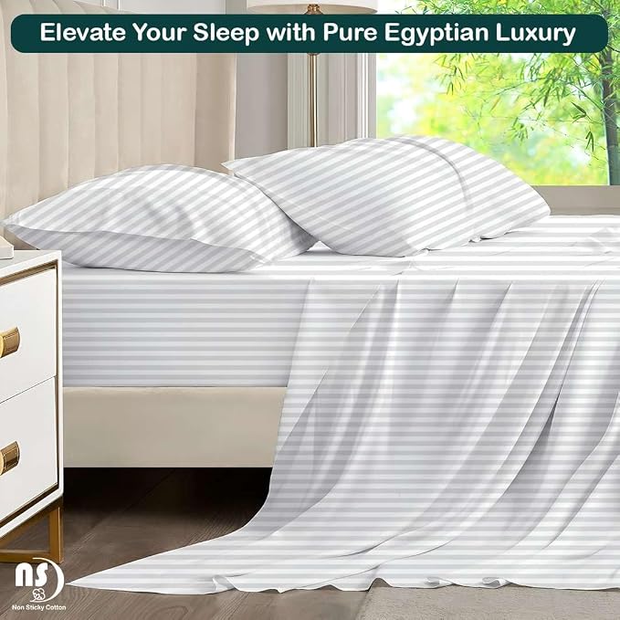 NON Sticky cotton Full Size Sleeper Sofa Sheets, 4 Piece Egyptian Cotton Bed - Image 5