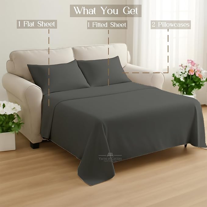 Sleeper Sofa 4 Piece Bed Sheet Set Premium Quality 100% Cotton 500 Thread Count - Image 8