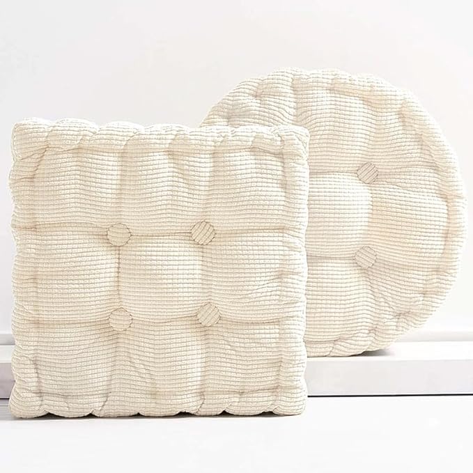 Meditation Floor Pillow Set of 2 Large Square and Round Floor Cushions by Gfobip