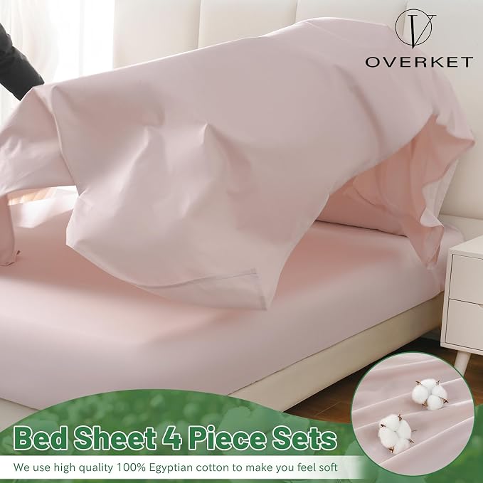 100% Egyptian Cotton Sheets Cal King Sheet Set 4PCS 1000 Thread Count Sateen - Image 3