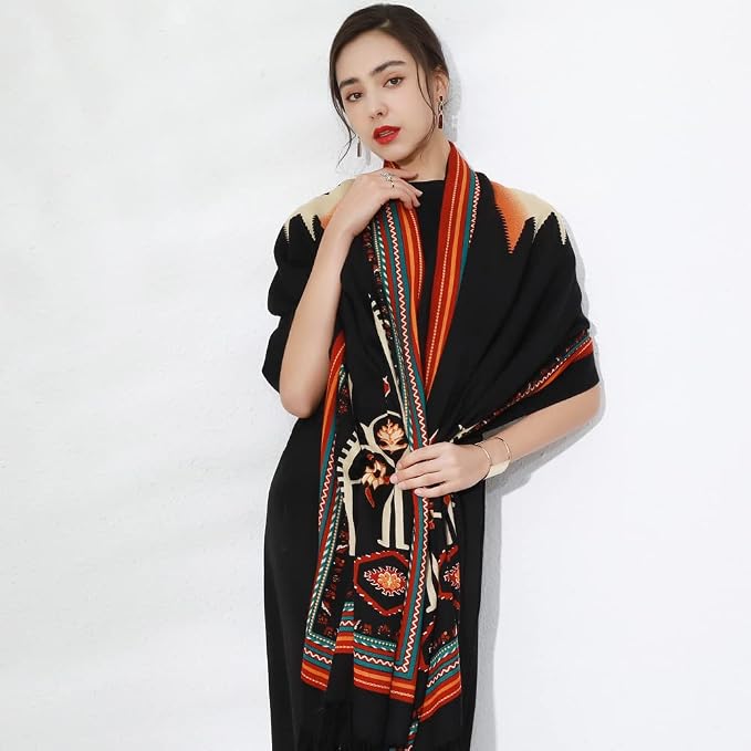 DANA XU 100% Merino Wool Extra Large Pashmina Blanket Travel Scarf Cashmere Wrap - Image 8