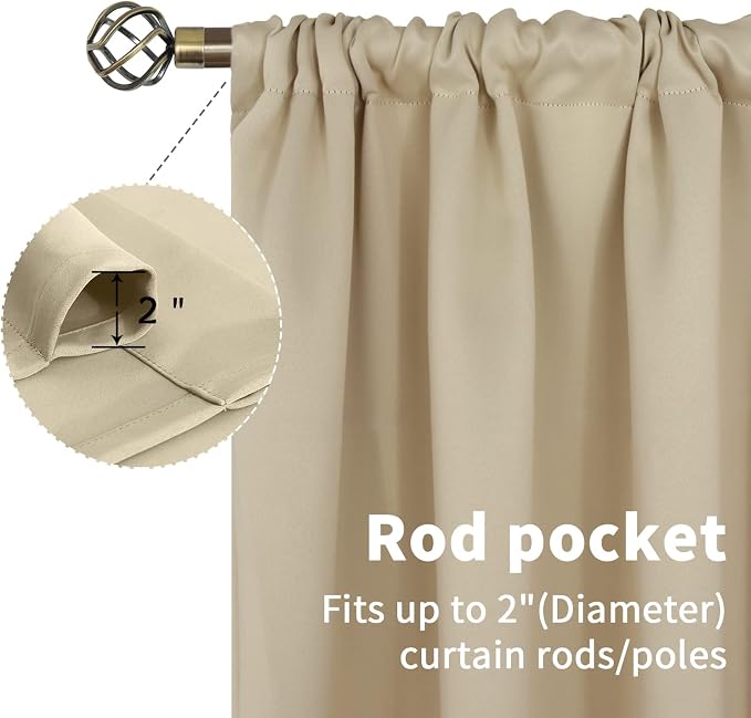 BGment Beige Short Curtains 30 Inches Length - Image 5