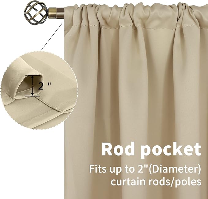 BGment Beige Blackout Curtains 45 Inches Long 2 Panels - Image 5