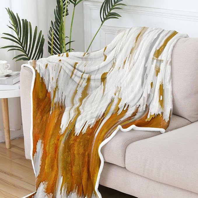 Abstract Ombre Throw Blankets, Modren Chic Art Oil Painting Cozy Warm Bed Couch - Image 4