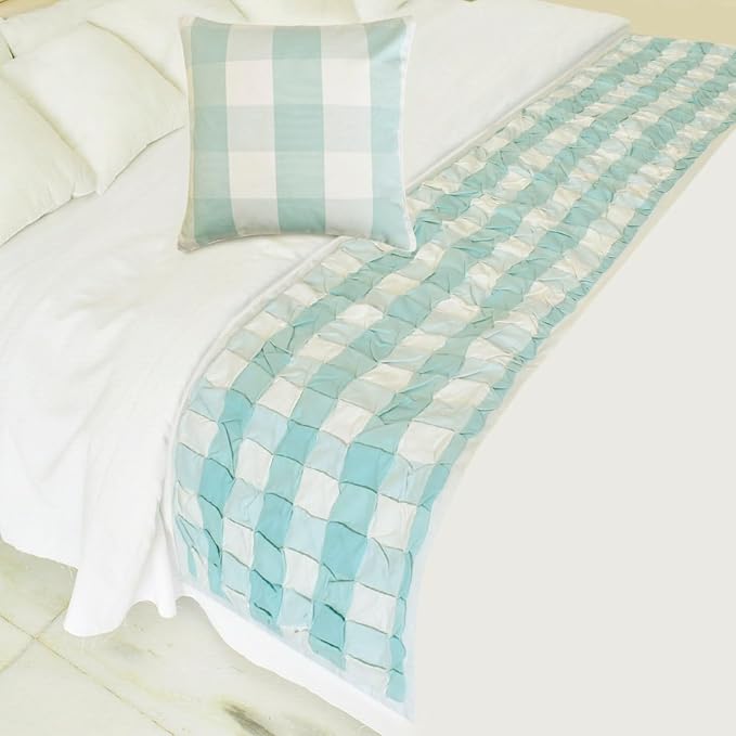The HomeCentric King/Queen/Twin Aqua Decorative Bed Runner CA King 86"x18" Bed by TheHomeCentric