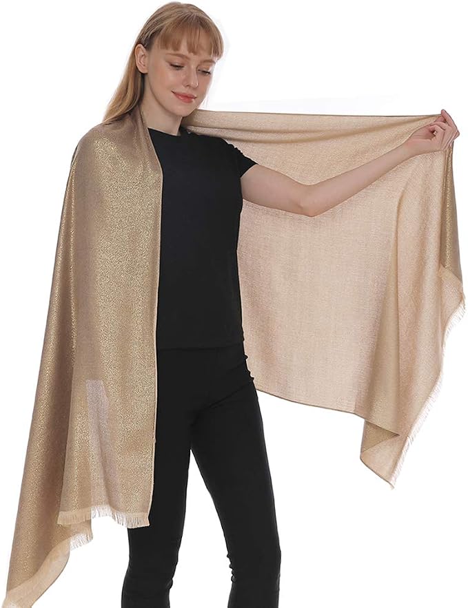 LMVERNA Women's Sparkling Metallic Soft Pashmina Shawls and Wraps Scarf in by LMVERNA