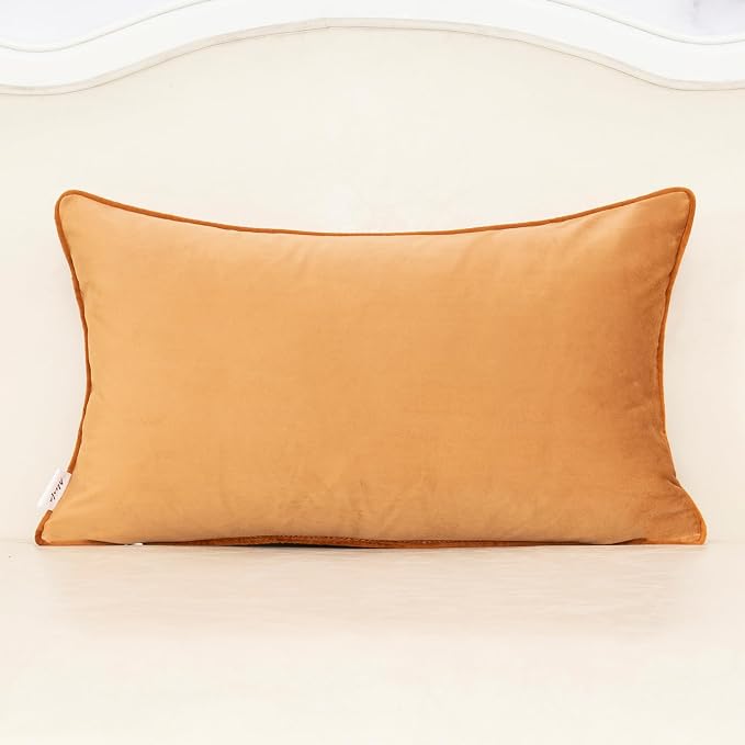 Alerfa Orange Floral Throw Pillow Cover 12 x 20 Inch Cut Velvet Rectange Luxury - Image 2
