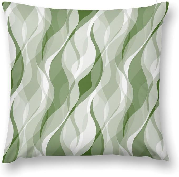 Green Throw Pillow Covers Modern Abstract Ombre Green Striped Decorations by MYS+QiQi