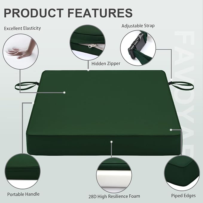 Favoyard Patio Chair Cushions 18.5 x 16 x 3 Inch Waterproof Outdoor Seat - Image 6