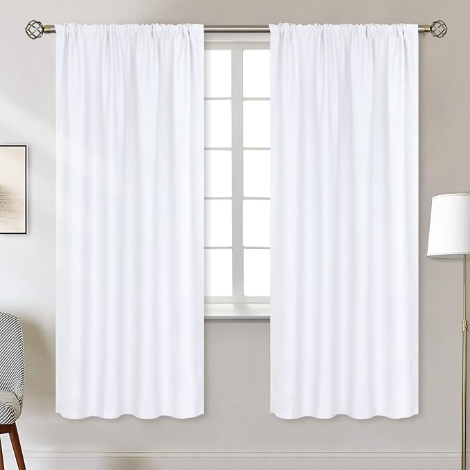 BGment Rod Pocket White Curtains - Image 2