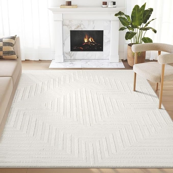 Abani Neutral Cream Area Rug 8' x 10' by Abani