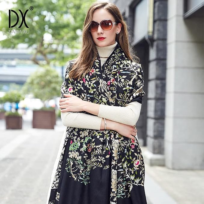 DANA XU 100% Merino Wool Extra Large Pashmina Blanket Travel Scarf Cashmere Wrap - Image 8