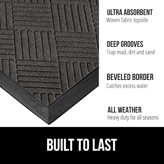 GORILLA GRIP 100% Waterproof All-Season WeatherMax Doormat, US Designed Natural - Image 3