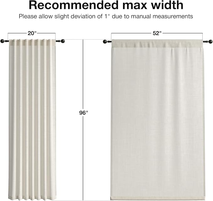 Anmao Natural Linen Curtains for Living Room 96 Inch Length 2 Panels Set - Image 6