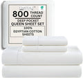 100% Egyptian Cotton Sheets Queen Size Bed Set, Deep Pocket Queen Sheet set by CHATEAUHOMECOLLECTION