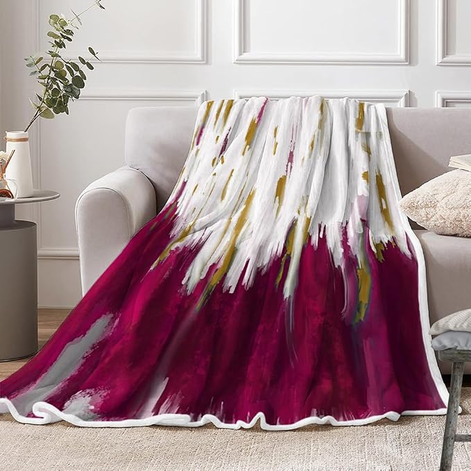 Abstract Ombre Throw Blankets, Modren Chic Art Oil Painting Cozy Warm Bed Couch - Image 3