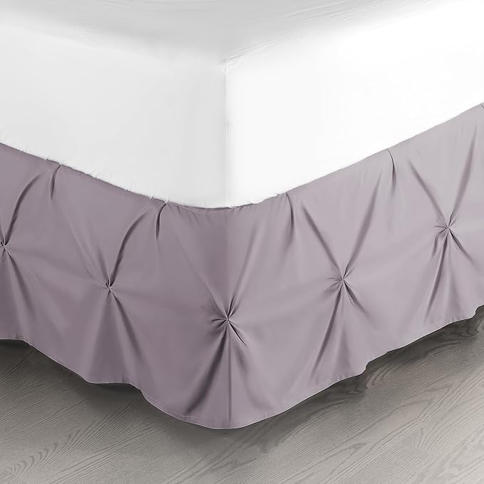 Nestl Dusty Purple Bed Skirt Full Size, Pinch Pleat Full Bed Skirt, Hotel by Nestl
