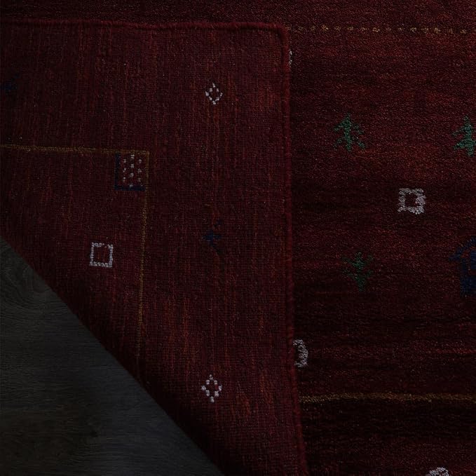 Rugsotic Carpets Hand Knotted Gabbeh Wool 6'x9' Area Rug Solid Blue L00111 - Image 8